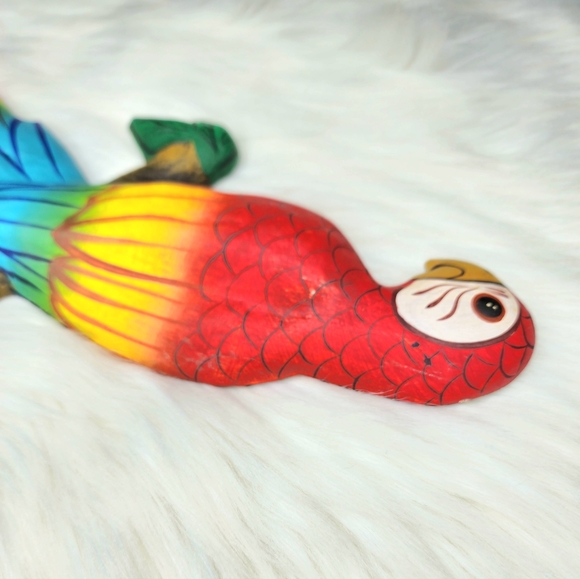 Vintage Mccaw Parrot Papier Mache Wall Hanging Hand Painted in Mexico - Picture 7 of 10